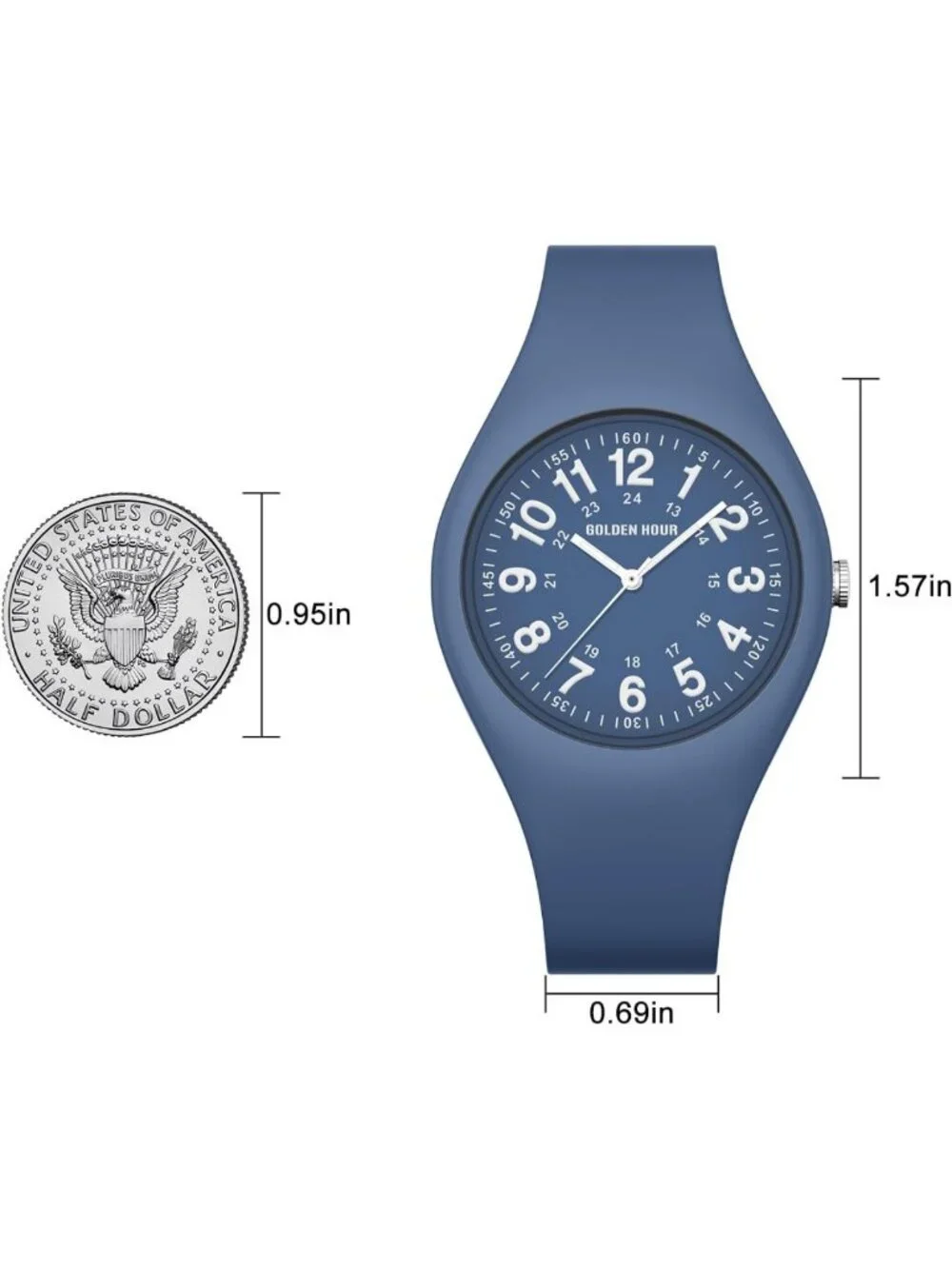 Waterproof Sports Analog Watch for Nurses & Students - Military Time, Glow Dial